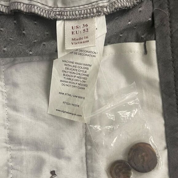 Penguin Men's Shorts Gray Pattern Chino Pockets Size 36 - Picture 6 of 10